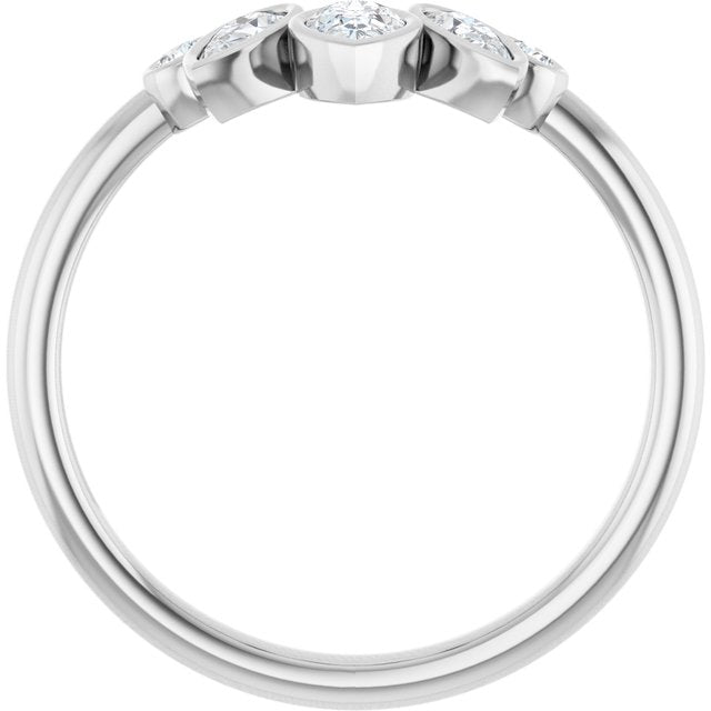 14K White Or Yellow Or Rose Gold Pear 4.5 X 3 Mm Polished 3/8 Ctw Natural Diamond Bezel-Set Contour Band, Size 7