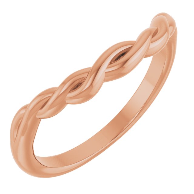14K White Or Rose Gold Or Platinum Polished Twisted Contour Band, Size 7