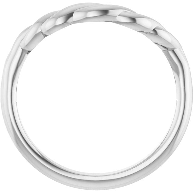 14K White Or Rose Gold Or Platinum Polished Twisted Contour Band, Size 7