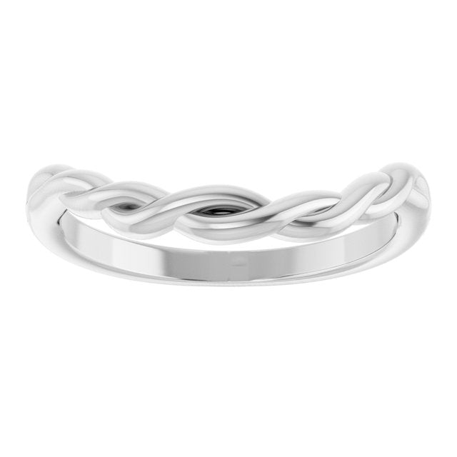 14K White Or Rose Gold Or Platinum Polished Twisted Contour Band, Size 7