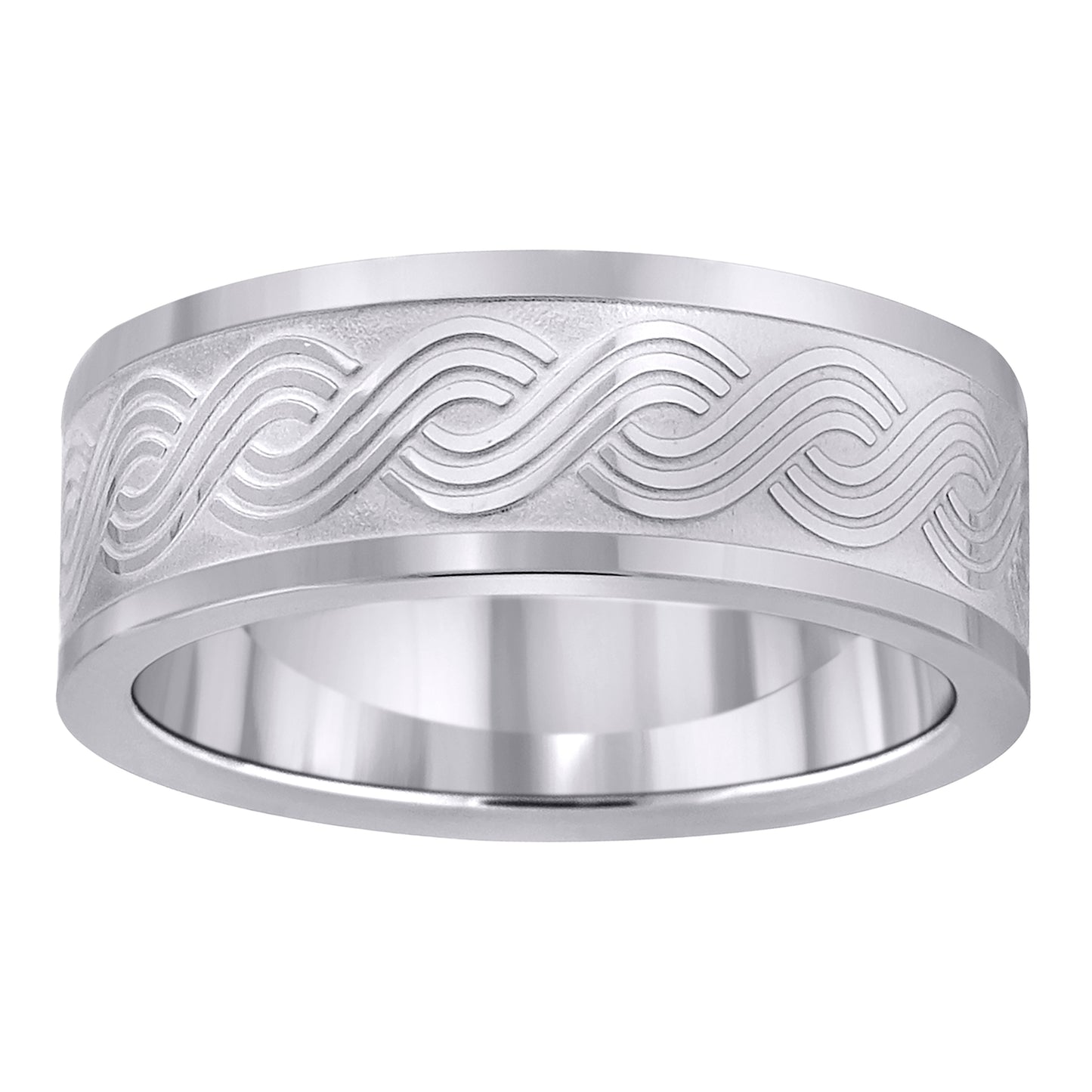 Stainless Steel Mens Celtic Pattern Center Brushed Sizes 7 - 14 Comfort-Fit Fashion Bridal Anniversary Wedding Engagement Band Ring