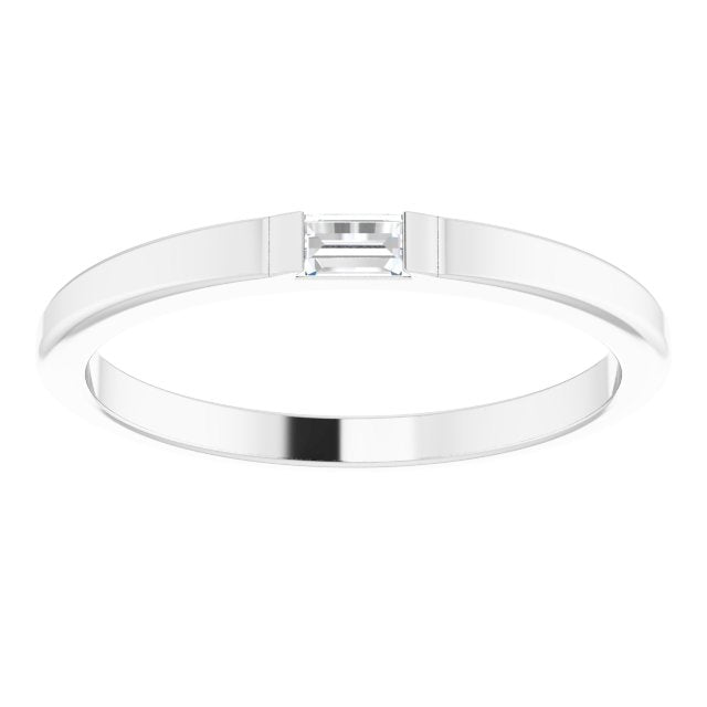 14K White Gold Straight Baguette 3.5 X 2 Mm Si2-Si3, Ghi :: 1/10 Ct Polished 1/10 Ct Natural Diamond Stackable Ring, Size 7