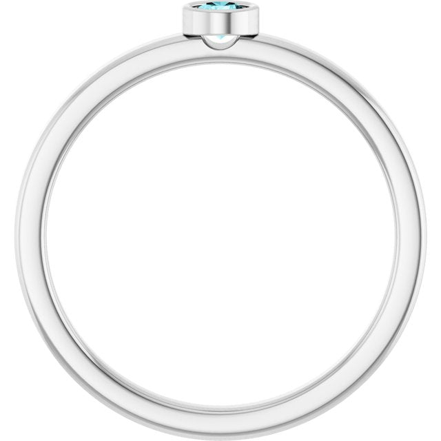 14K Yellow Or White Gold Or Rhodium-Plated Steling Silver Round Polished Natural Gemstone Ring
