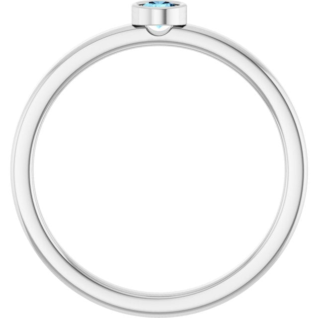 14K Yellow Or White Gold Or Rhodium-Plated Steling Silver Round Polished Natural Gemstone Ring