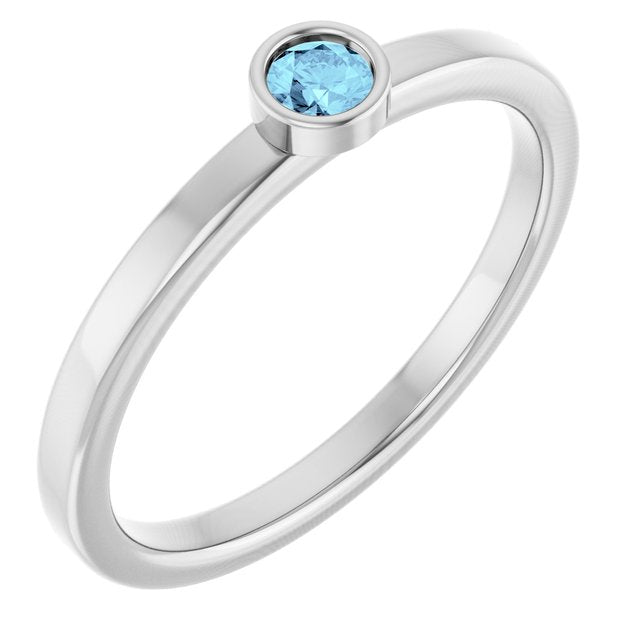 14K Yellow Or White Gold Or Rhodium-Plated Steling Silver Round Polished Natural Gemstone Ring