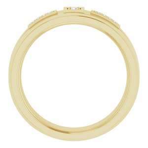14K Yellow Gold Round 2 Mm .06 Ctw Natural Diamond Mens Band Size 11