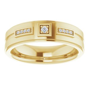 14K Yellow Gold Round 2 Mm .06 Ctw Natural Diamond Mens Band Size 11