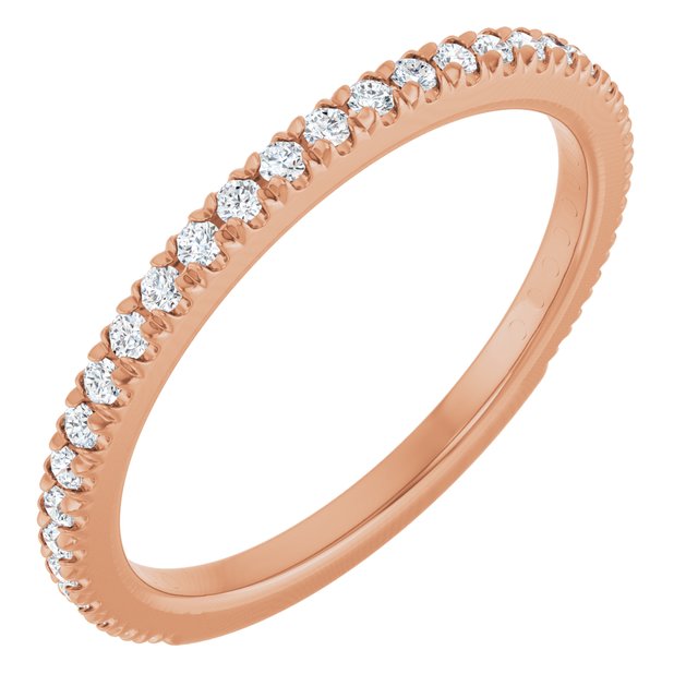 14K White Or Rose Gold Or Platinum Round Polished Natural Diamond French-Set Anniversary Band, Size: 7