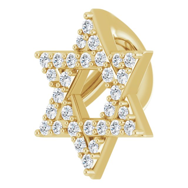 14K Yellow Gold Round 11 X 9.54 Mm 1Mm I1, G-H Polished 1/10 Ctw Natural Diamond Star Of David Pendant