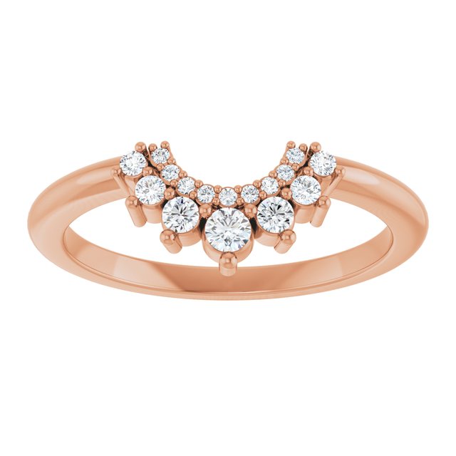 14K Yellow Or Rose Gold Or Platinum 5.4 Mm Round Si2-Si3, G-H Polished 1/6 Ctw Natural Diamond Contour Band, Size 7