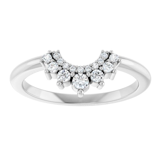 14K Yellow Or Rose Gold Or Platinum 5.4 Mm Round Si2-Si3, G-H Polished 1/6 Ctw Natural Diamond Contour Band, Size 7