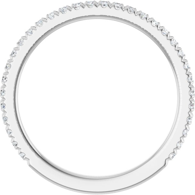 14K White Or Rose Gold Or Platinum Round Polished Natural Diamond French-Set Anniversary Band, Size: 7