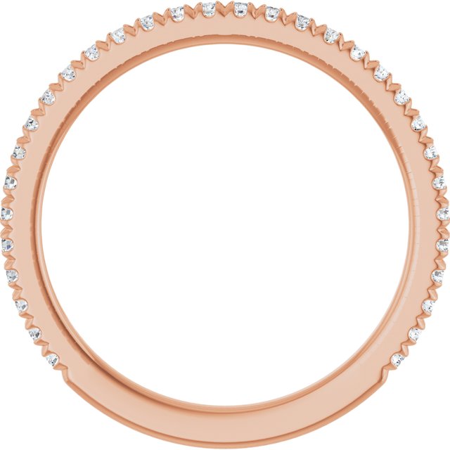 14K White Or Rose Gold Or Platinum Round Polished Natural Diamond French-Set Anniversary Band, Size: 7