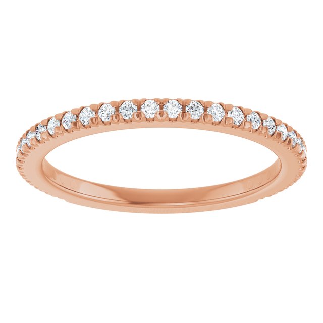 14K White Or Rose Gold Or Platinum Round Polished Natural Diamond French-Set Anniversary Band, Size: 7