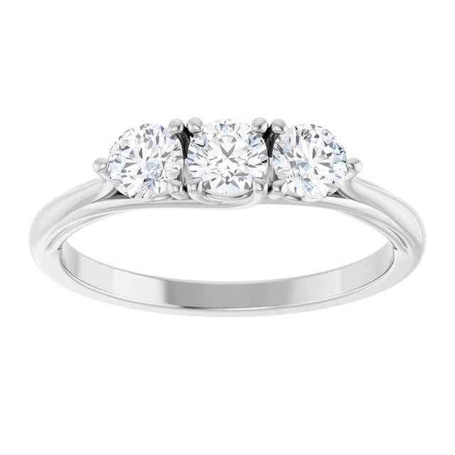 14K White Gold Round 3.8 Mm Polished 5/8 Ctw Lab-Grown Diamond Anniversary Band, Size 7