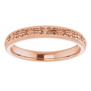 14K Rose Gold 3 Mm Polished Patterned Band Size 6.5