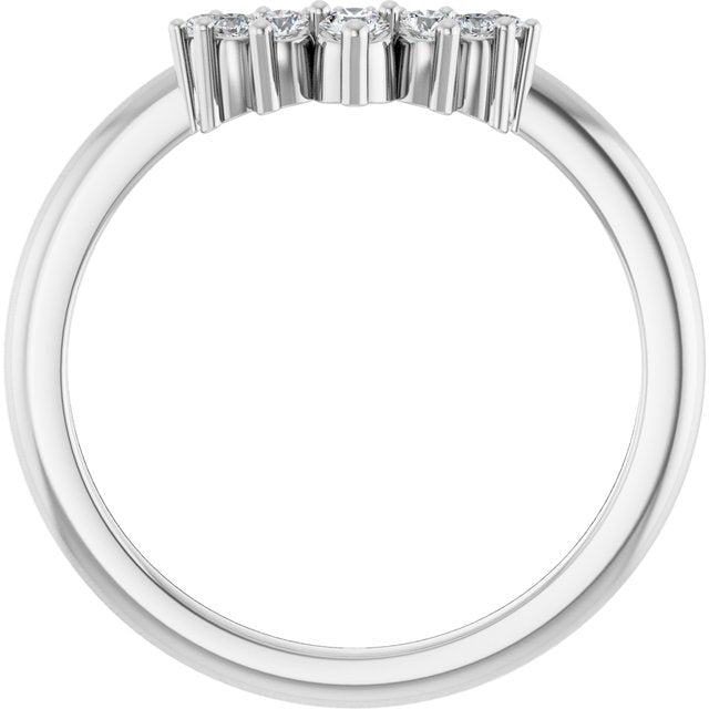 14K Yellow Or Rose Gold Or Platinum 5.4 Mm Round Si2-Si3, G-H Polished 1/6 Ctw Natural Diamond Contour Band, Size 7