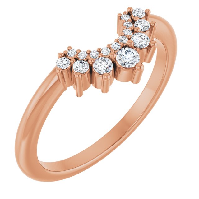 14K Yellow Or Rose Gold Or Platinum 5.4 Mm Round Si2-Si3, G-H Polished 1/6 Ctw Natural Diamond Contour Band, Size 7