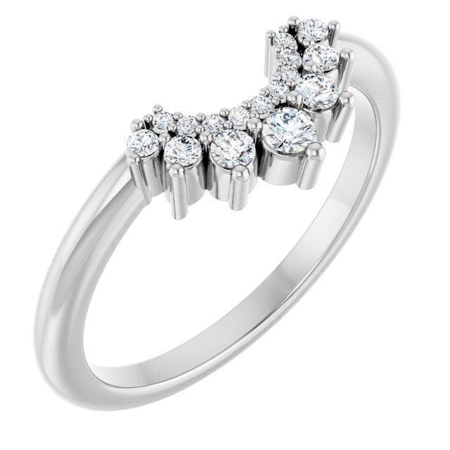 14K Yellow Or Rose Gold Or Platinum 5.4 Mm Round Si2-Si3, G-H Polished 1/6 Ctw Natural Diamond Contour Band, Size 7