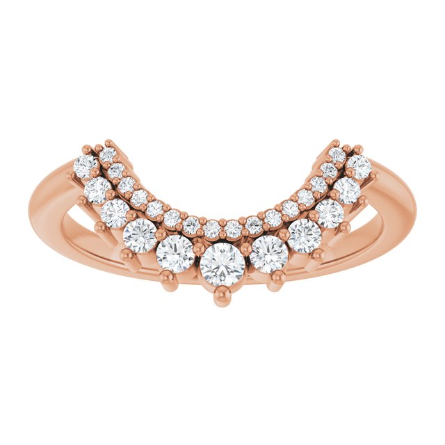 14K Rose Gold 9.8 Mm Round Si2-Si3, G-H Polished 1/4 Ctw Natural Diamond Contour Band, Size 7