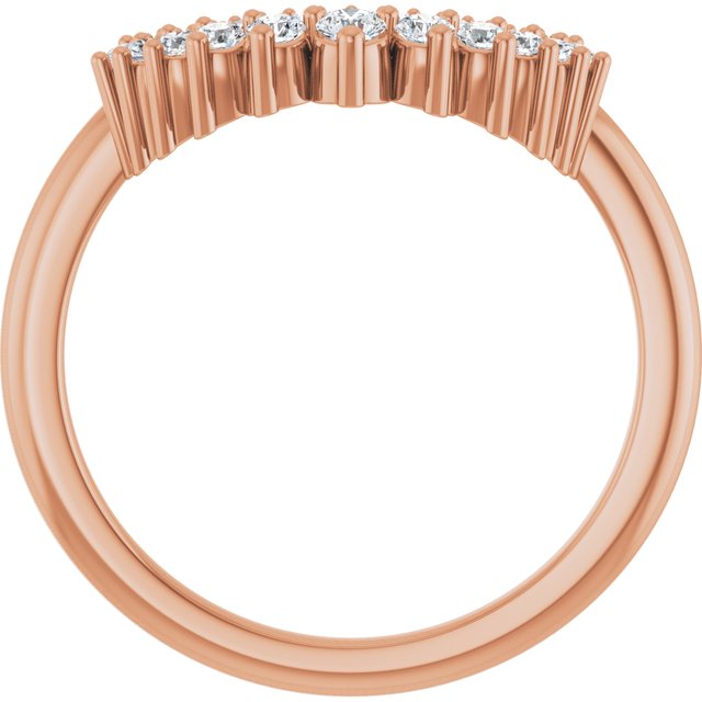 14K Rose Gold 9.8 Mm Round Si2-Si3, G-H Polished 1/4 Ctw Natural Diamond Contour Band, Size 7