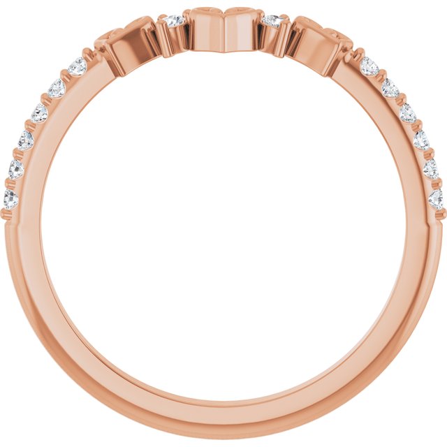 14K Rose Gold Polished 1/6 Ctw Natural Diamond Heart Contour Band, Size 7