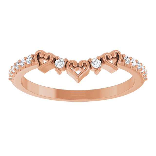 14K Rose Gold Polished 1/6 Ctw Natural Diamond Heart Contour Band, Size 7