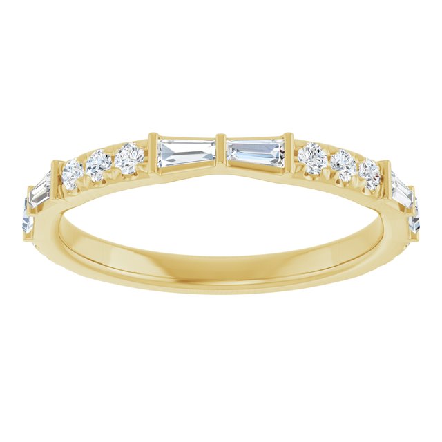 14K White Or Yellow Gold Tapered Baguette 3 X 1.5 X 1 Mm Polished 3/8 Ctw Natural Diamond French-Set Anniversary Band, Size 7