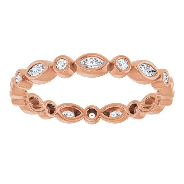 14K White Or Rose Gold Marquise 3 X 1.5 Mm Si2-Si3, Ghi Polished 1/3 Ctw Natural Diamond Eternity Band, Size 7