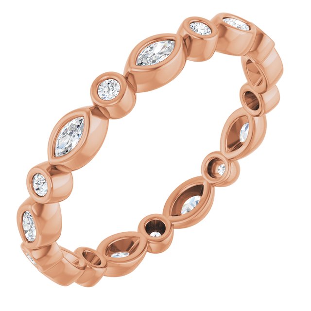 14K White Or Rose Gold Marquise 3 X 1.5 Mm Si2-Si3, Ghi Polished 1/3 Ctw Natural Diamond Eternity Band, Size 7