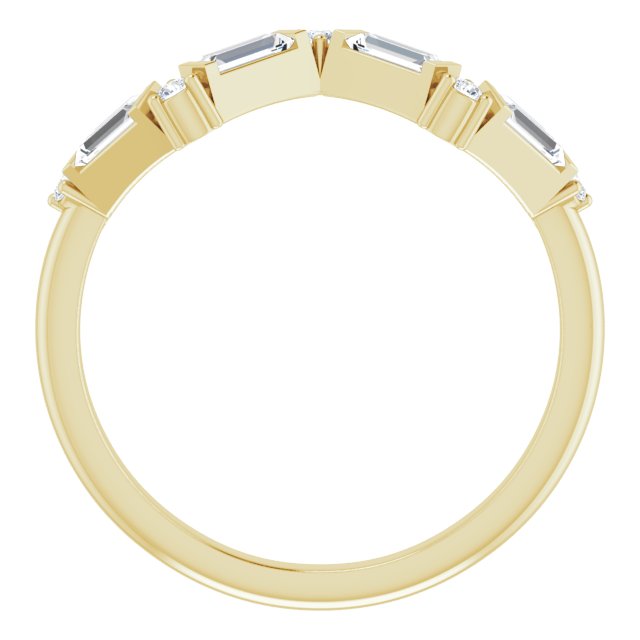 14K Yellow Gold Straight Baguette 3.5 X 1.75 Mm Polished 1/3 Ctw Natural Diamond Stackable Ring, Size 7