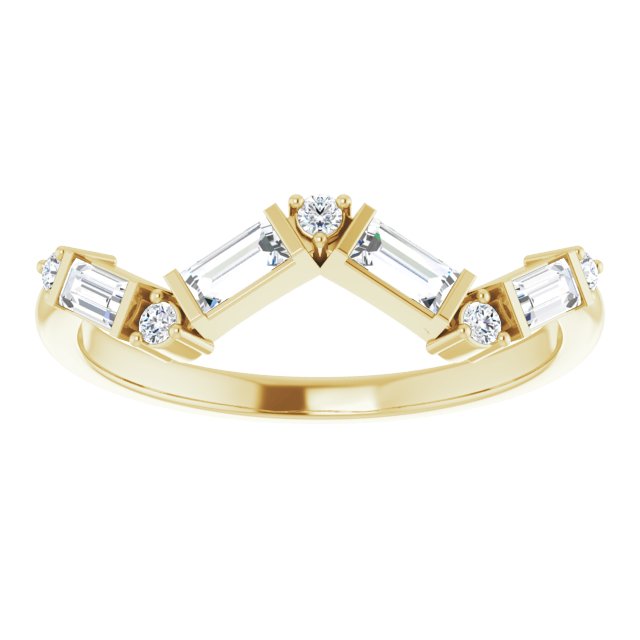 14K Yellow Gold Straight Baguette 3.5 X 1.75 Mm Polished 1/3 Ctw Natural Diamond Stackable Ring, Size 7