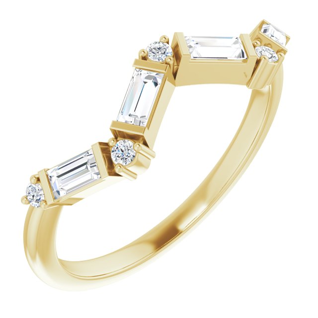 14K Yellow Gold Straight Baguette 3.5 X 1.75 Mm Polished 1/3 Ctw Natural Diamond Stackable Ring, Size 7