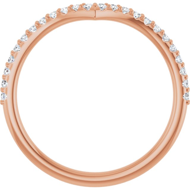 14K Rose Gold Round 1.3 Mm Polished 1/5 Ctw Lab Grown Diamond Contour Band, Size 7