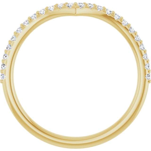14K Yellow Or Rose Gold Round 1.3 Mm Polished 1/5 Ctw Natural Diamond Contour Band, Size 7