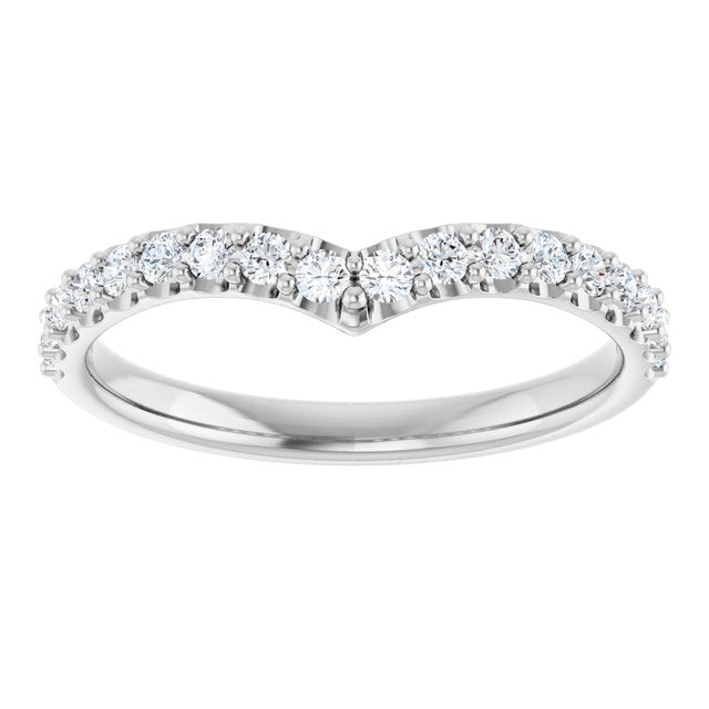 14K White Gold Round 1.7 Mm Polished 1/3 Ctw Natural Diamond Contour Band, Size 7
