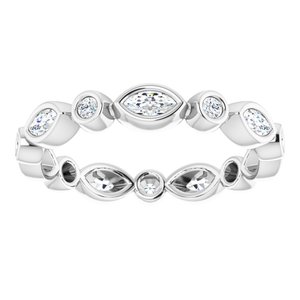 Platinum Marquise 3.5 X 1.75 Mm Ghi Si2-Si3 1/2 Ctw Natural Diamond Eternity Band Size 6