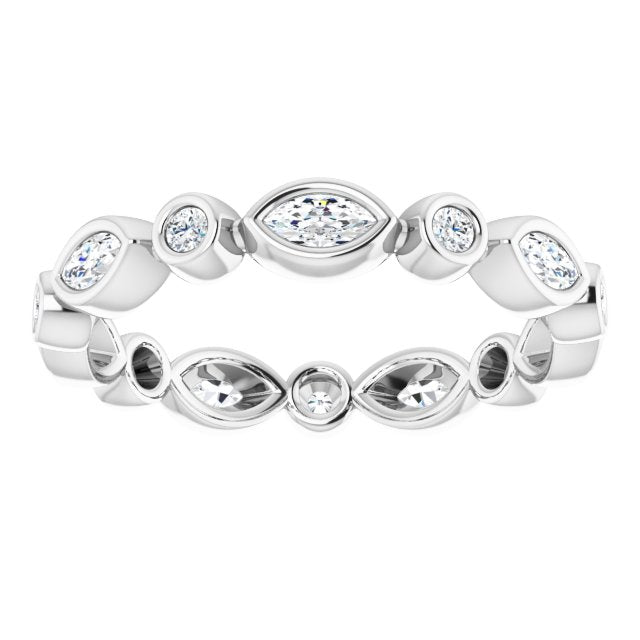 14K White Gold Marquise 3.5 X 1.75 Mm Si2-Si3, G-H Polished 1/2 Ctw Natural Diamond Eternity Band, Size 7