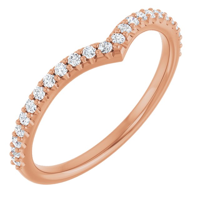 14K Yellow Or Rose Gold Round 1.3 Mm Polished 1/5 Ctw Natural Diamond Contour Band, Size 7