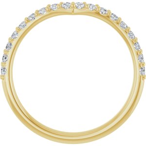 14K Yellow Gold Round 1.7 Mm Polished 1/3 Ctw Lab Grown Diamond Contour Band Size 7