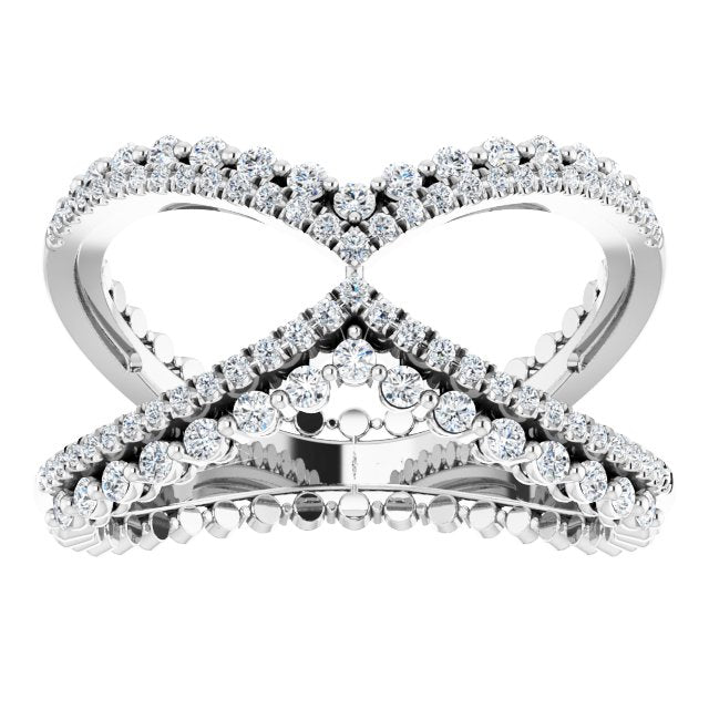 14K Yellow Or White Gold Round Polished 1/2 Ctw Natural Diamond Negative Space Ring, Size 7