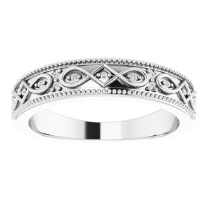 14K White Gold Round .8 Mm Polished .03 Ctw Natural Diamond Celtic-Inspired Anniversary Band Size 7