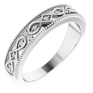 14K White Gold Round .8 Mm Polished .03 Ctw Natural Diamond Celtic-Inspired Anniversary Band Size 7