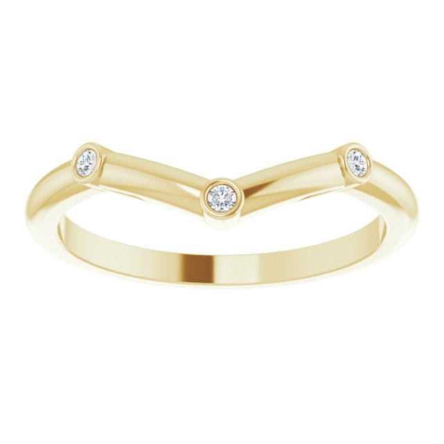 14K Rose Or Yellow Gold Round 1.4 Mm Polished .03 Ctw Natural Diamond Chevron Stackable Ring, Size 7
