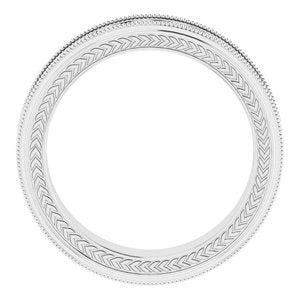 Platinum 5 Mm Polished Wheat Pattern Design Band Size 7
