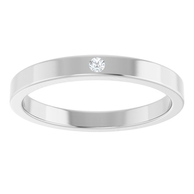 Sterling Silver Round 1.75 Mm Polished .02 Ct Natural Diamond Stackable Family Ring, Size 7