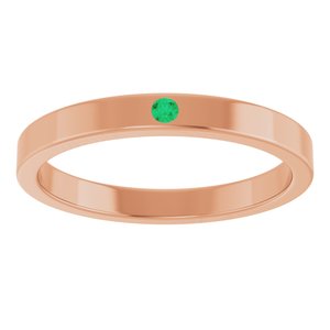 14K Rose Gold Round 1.75 Mm Polished Natural Emerald Stackable Family Ring Size 7