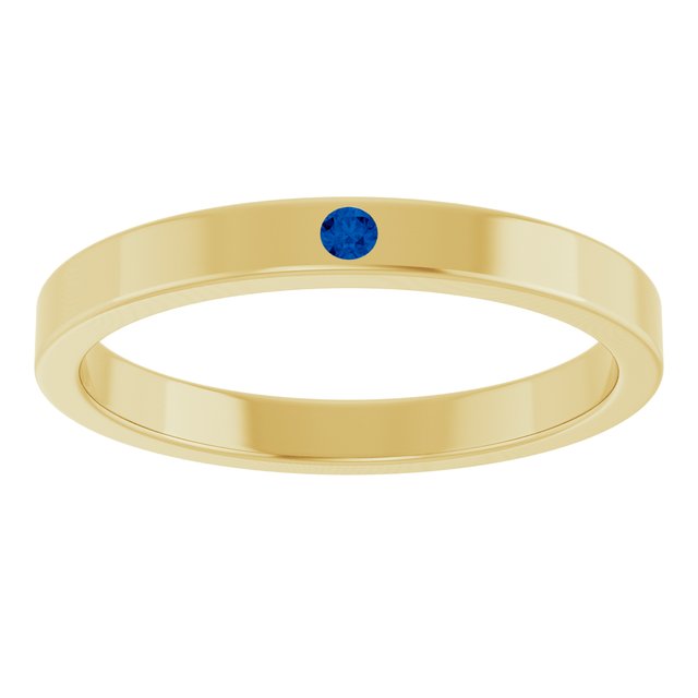 14K Yellow Gold Round 1.75 Mm Polished Natural Blue Sapphire Stackable Family Ring, Size 7