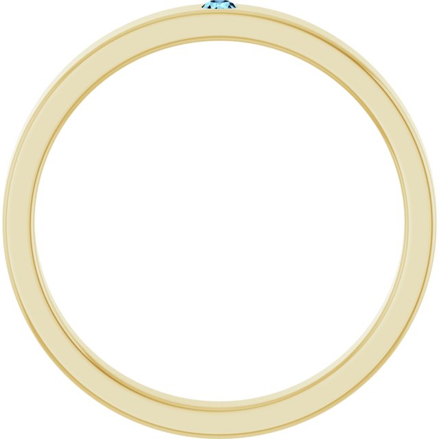14K Yellow Gold Round 1.75 Mm Polished Natural Aquamarine Stackable Family Ring, Size 7