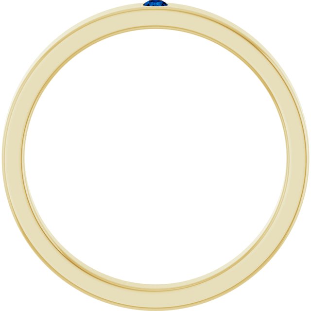 14K Yellow Gold Round 1.75 Mm Polished Natural Blue Sapphire Stackable Family Ring, Size 7